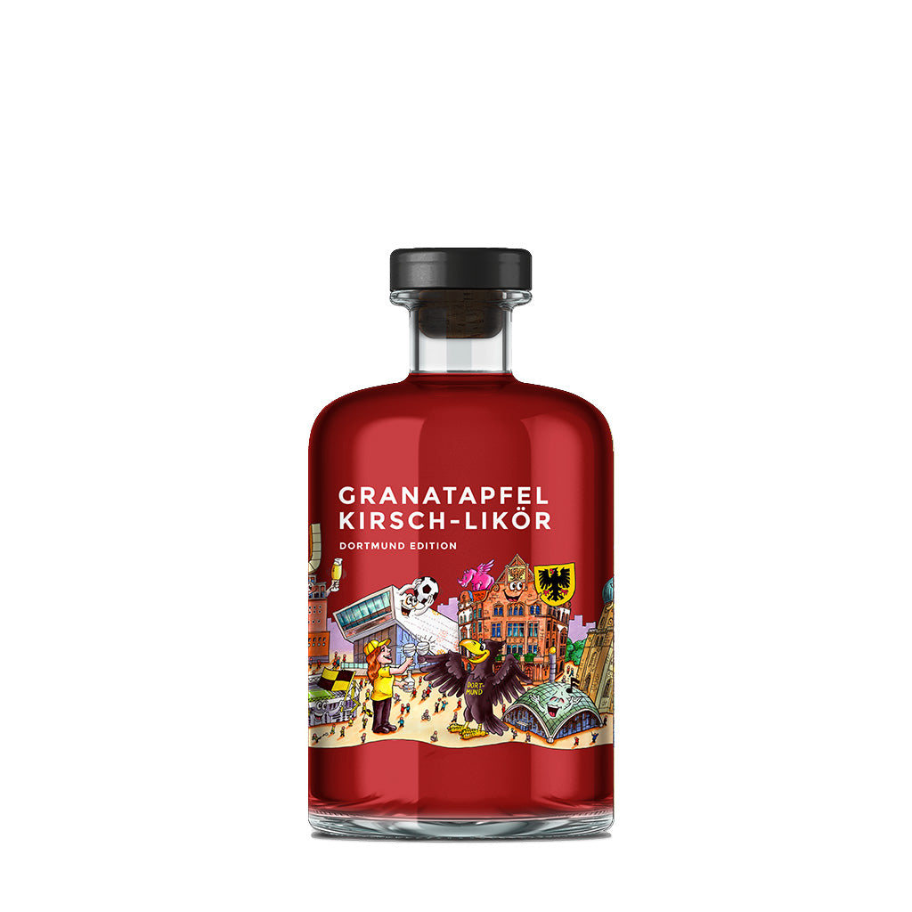 Vorderseite Likör Granatapfel Kirsch Dortmund Skyline
