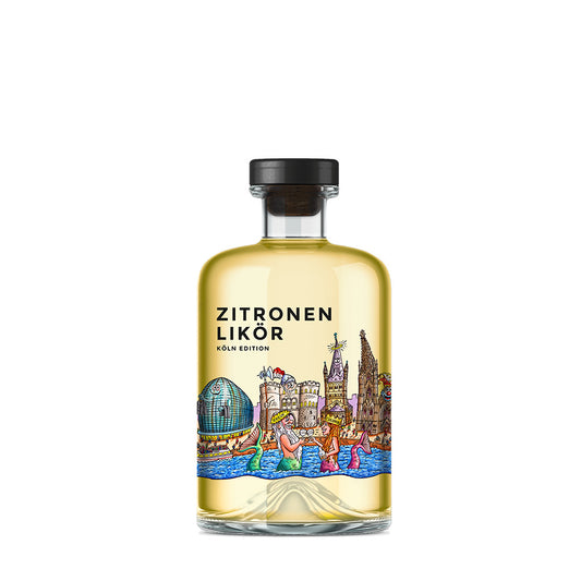Vorderseite Likör Zitrone Kunstedition Köln Skyline