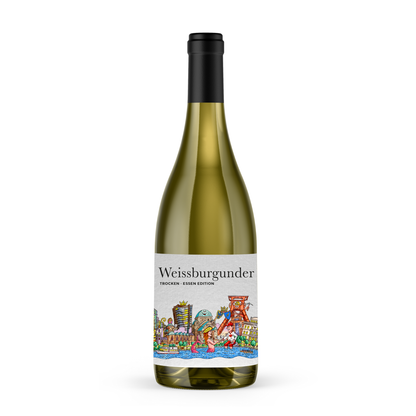 Veganer deutscher Weissburgunder Essen Skyline Kunstedition trocken 