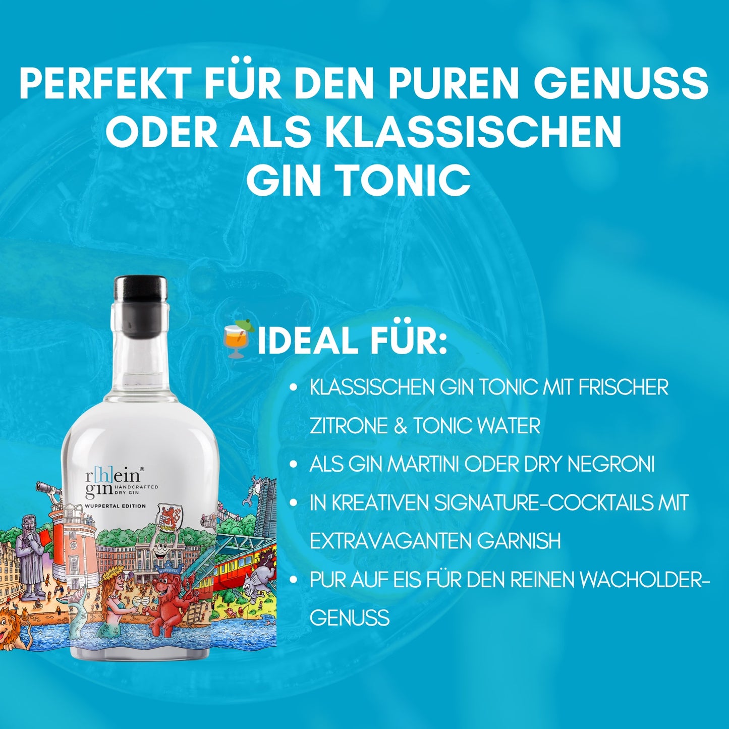 Wuppertal Gin Skyline Kunstedition mit Geschenkverpackung Longdrinks und Cocktails