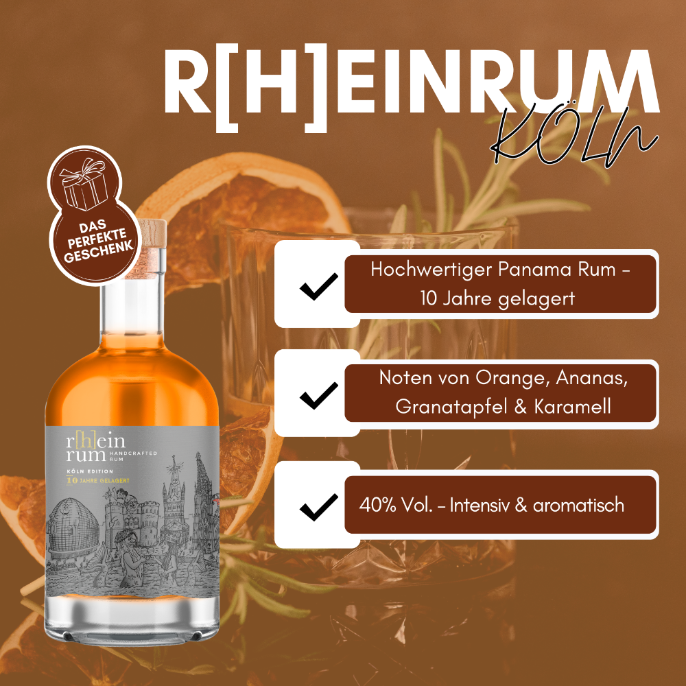 Perfekte Geschenk Rum Kölner Skyline 10 jahre gelagert