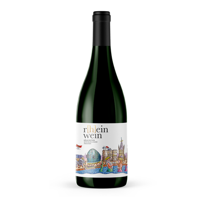 rheinwein Deutscher Qualitätswein Spätburgunder Köln Kunst Skyline