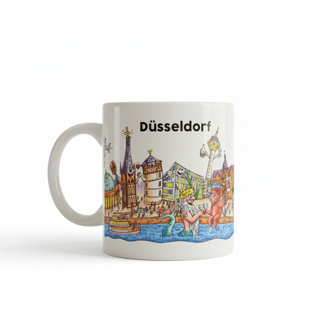 Keramik Tasse Düsseldorf Skyline Kunst