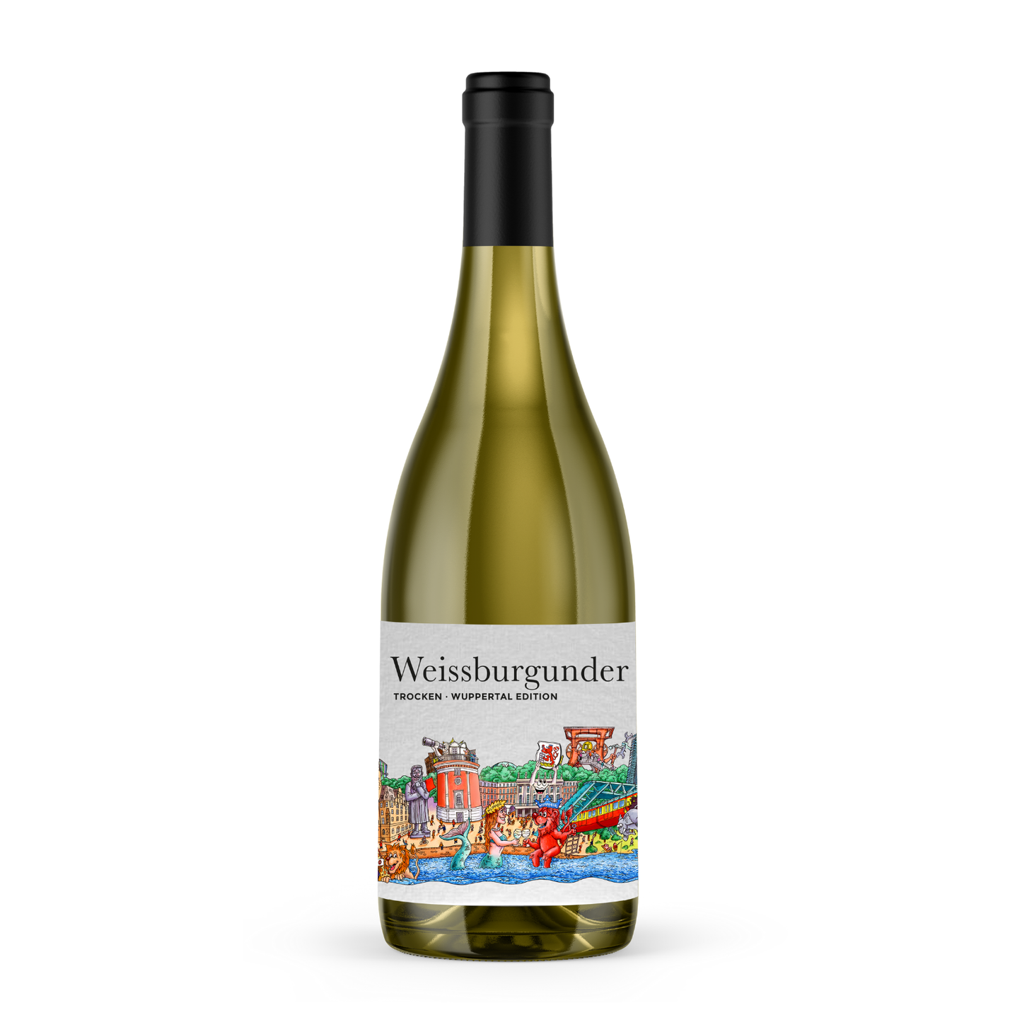 Veganer deutscher Weissburgunder Wuppertal Skyline Kunstedition trocken 