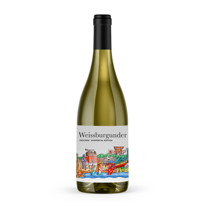 Veganer deutscher Weissburgunder Wuppertal Skyline Kunstedition trocken 