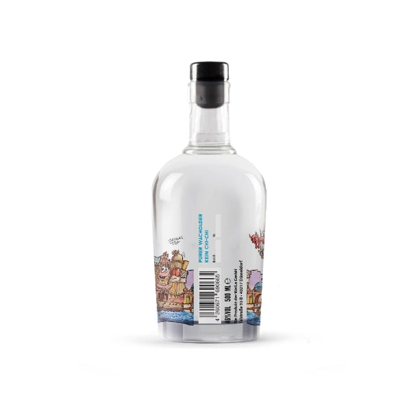 Tilly Hamburg Gin Rückseite, per Hand nummeriert, Batch und Nummer, Purer Wacholder, kein Chi-Chi